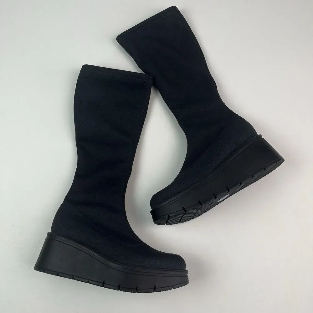 La Canadienne Jerry Festival Platform Boots sz 6.5 Asphalt black